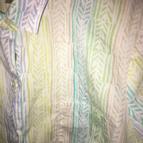 Sigrid Olsen L Button Down Shirt in Watercolors with Roses - Picture 3 of 13